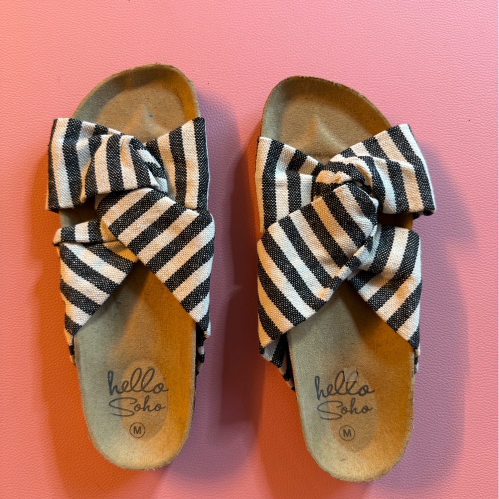 Striped Bow Sandals